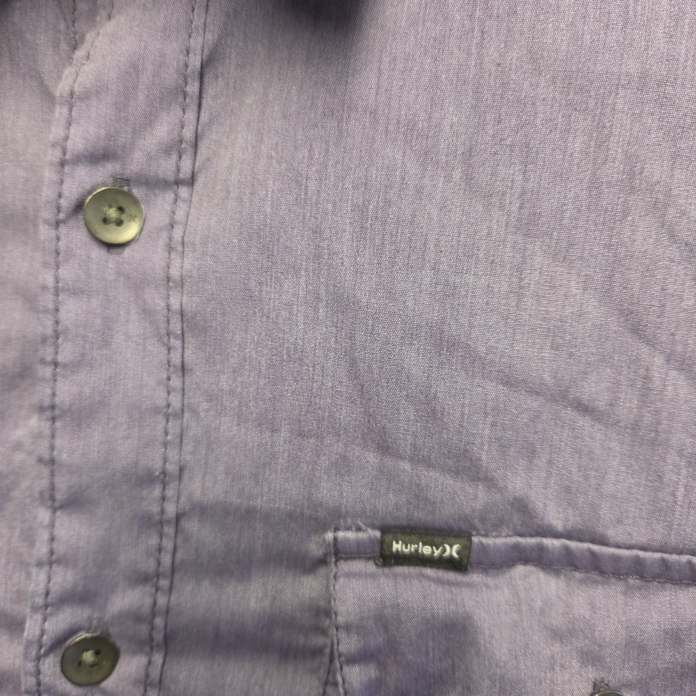Hurley Shirt Mens Gray Solid Casual Button Down Long Sleeve Collared Size 2XL - Picture 7 of 10